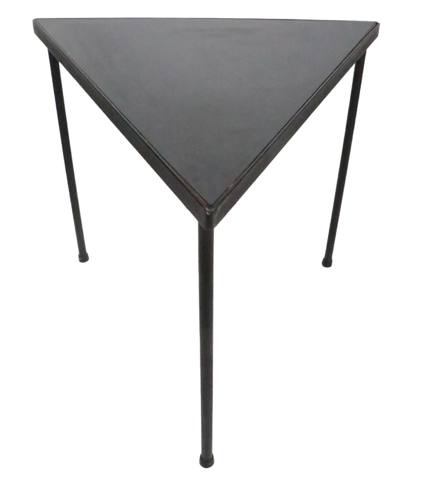 Set of 3 Mid Century Triangular  Stacking Tables by Frederic  Weinberg c 1950's For Sale 1