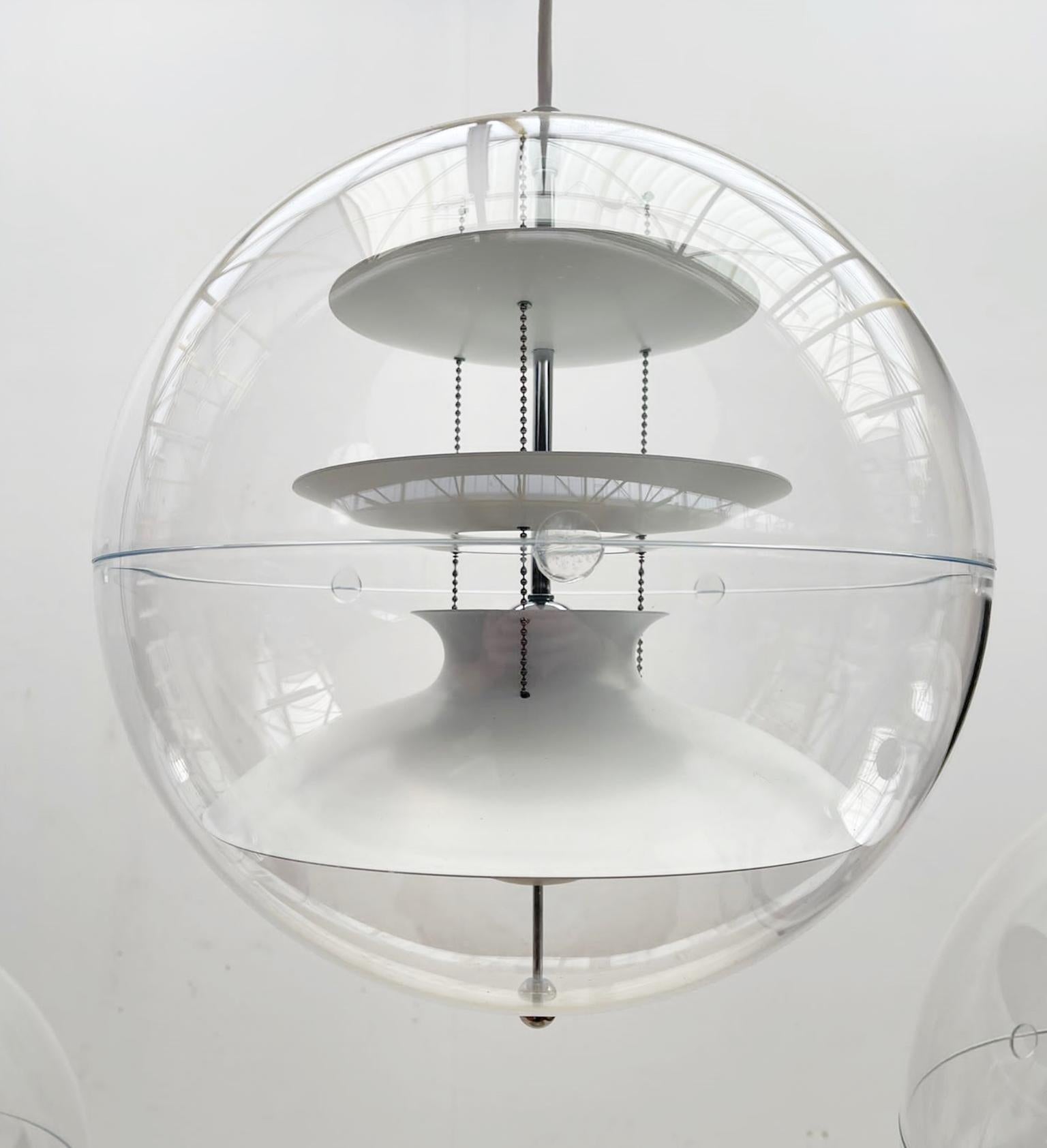 Late 20th Century Set of 3 Mid-Century Verpan Vp Glass Globe Suspension, Italy, 1970s