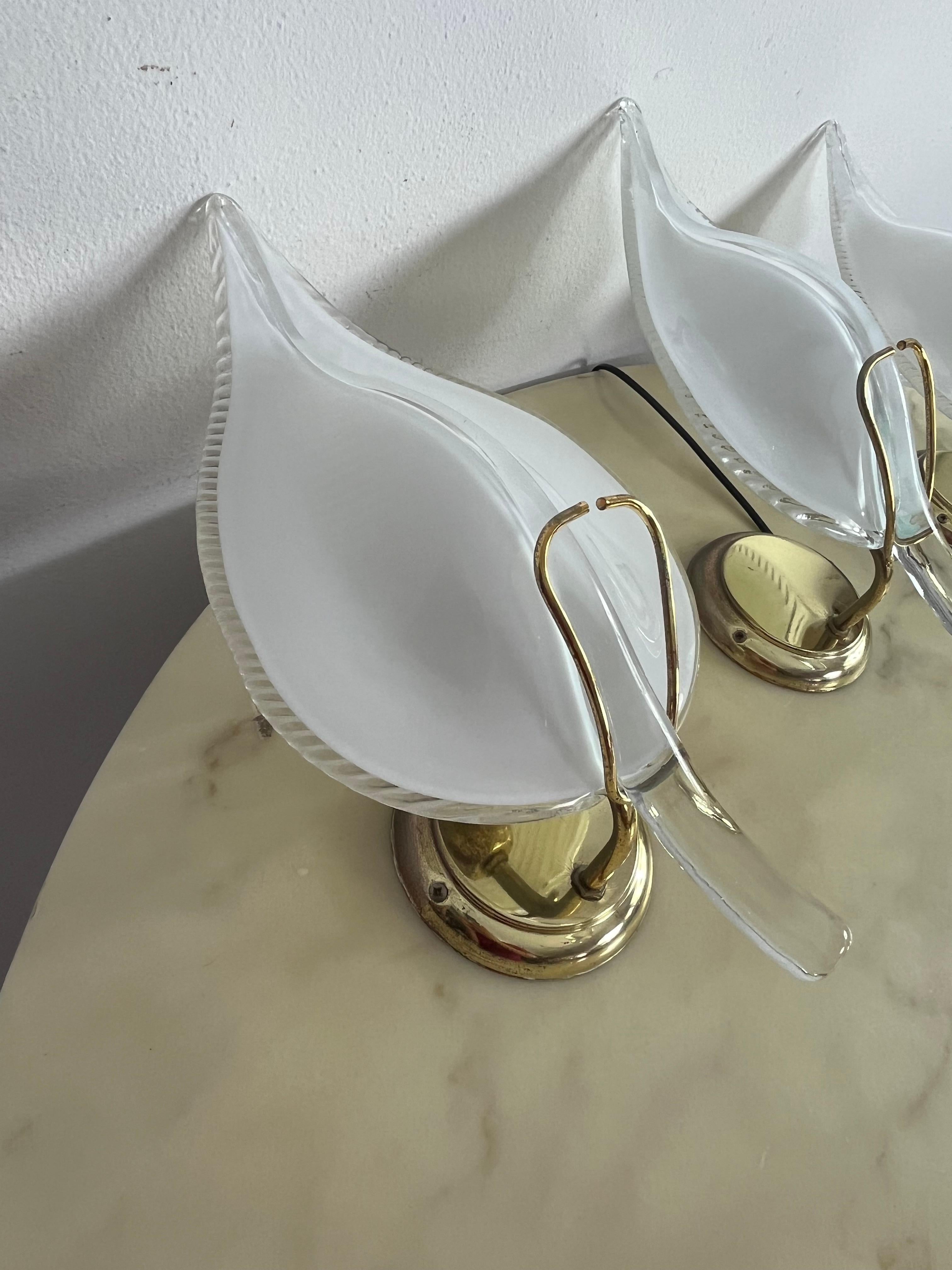 Set di 3 lampade da parete del metà del secolo attribuite a Barovier&Toso 1960 In condizioni buone in vendita a Palermo, IT