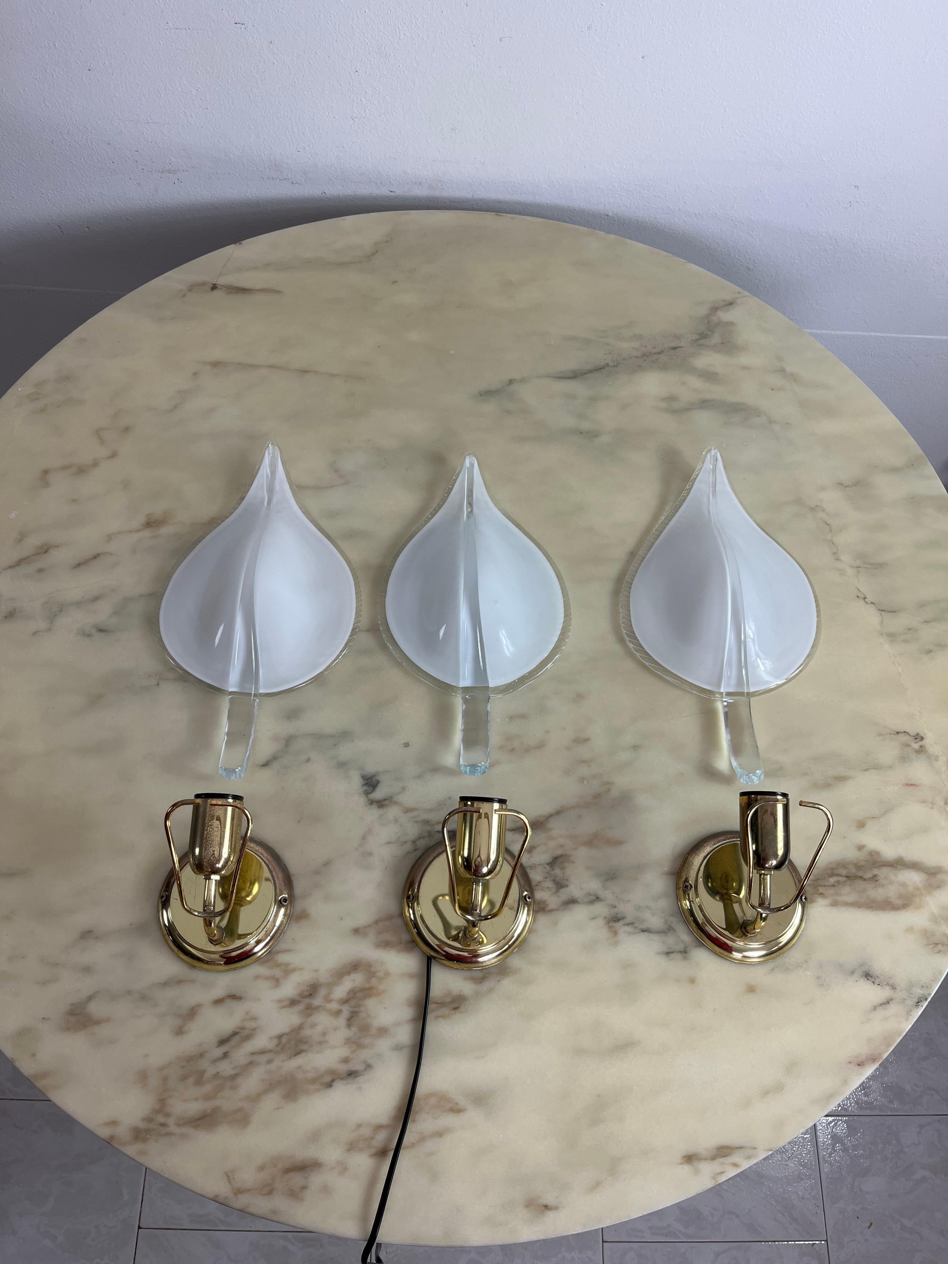 Set di 3 lampade da parete del metà del secolo attribuite a Barovier&Toso 1960 in vendita 2