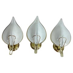 Set Of 3 Mid-Century Wall Lamps Attributed To Barovier & Toso 1960s