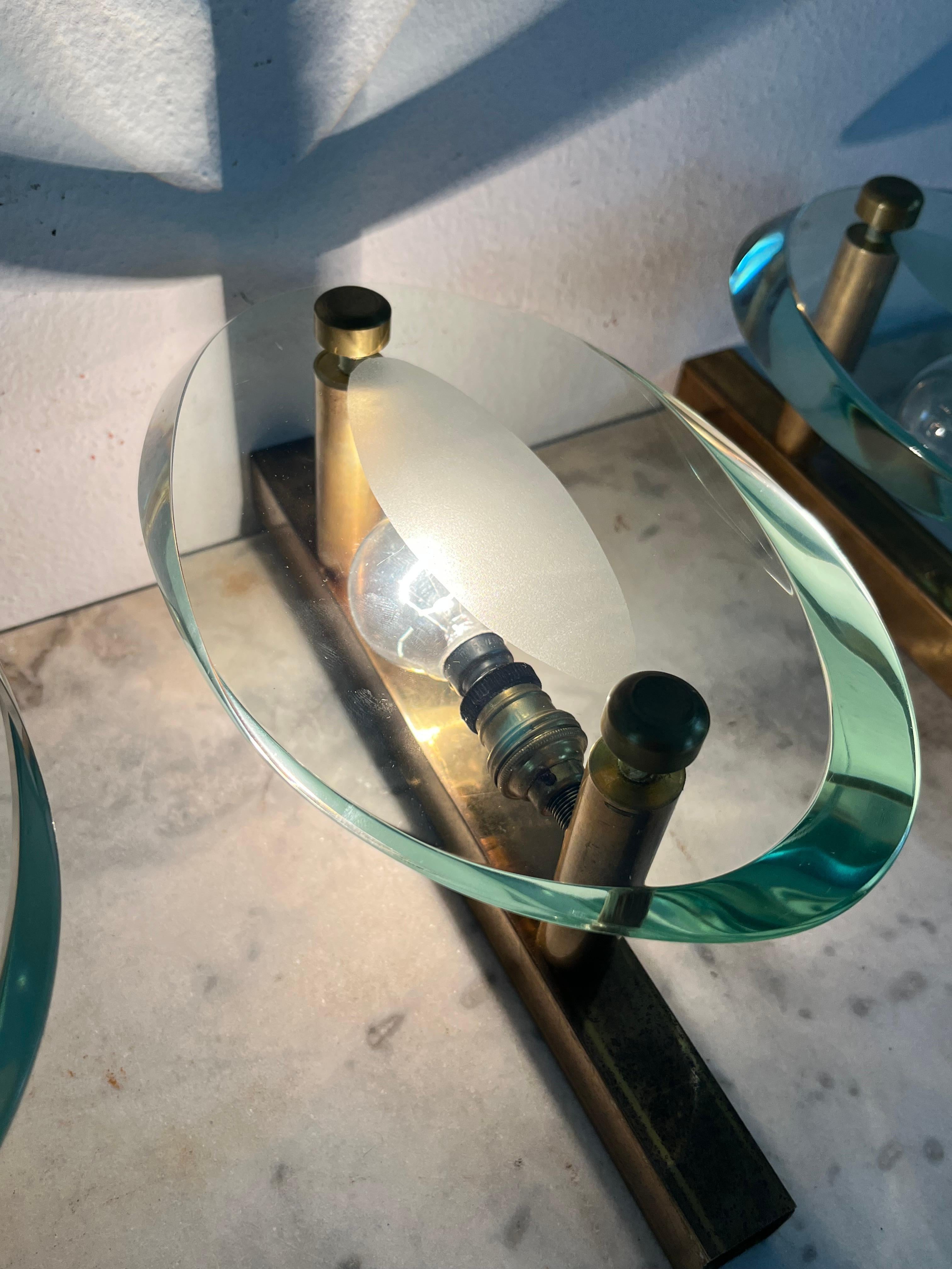Set of 3 Mid-Century Wall Lamps Attributed To Max Ingrand For Fontana Arte 1960s in vendita 4