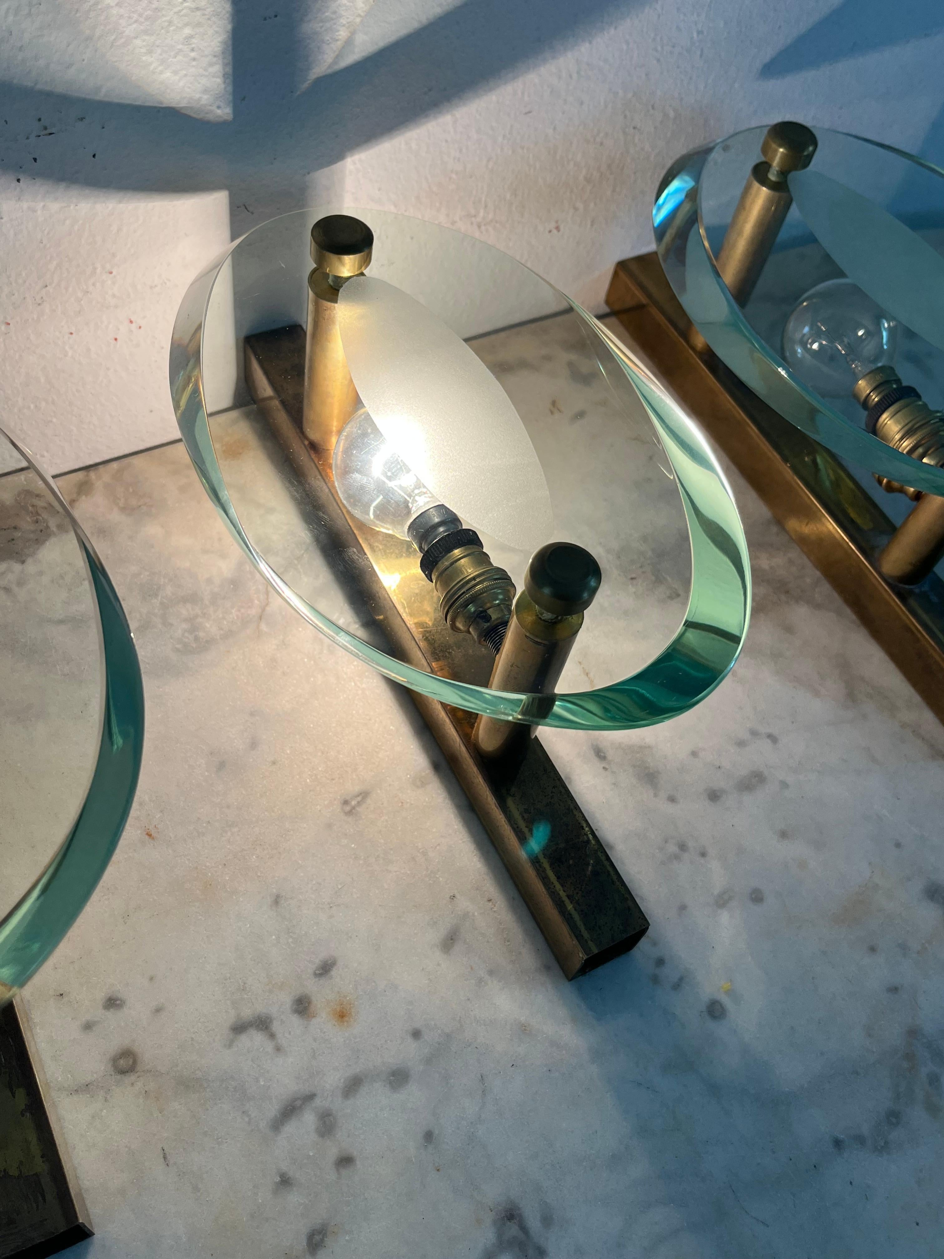 Set of 3 Mid-Century Wall Lamps Attributed To Max Ingrand For Fontana Arte 1960s in vendita 5