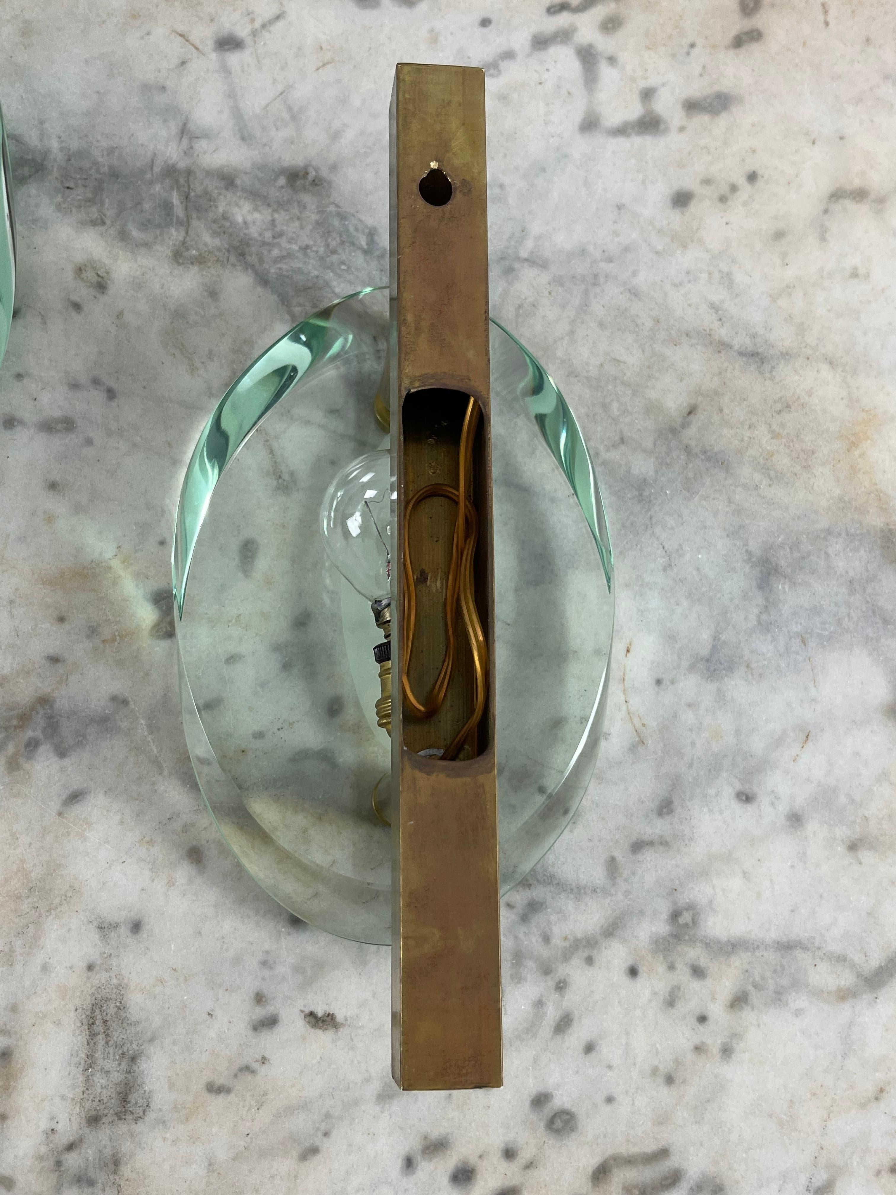 Ottone Set of 3 Mid-Century Wall Lamps Attributed To Max Ingrand For Fontana Arte 1960s in vendita