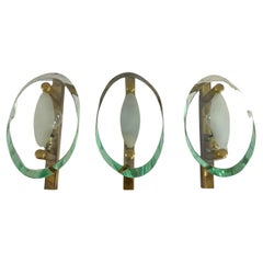 Set of 3 Mid-Century Wall Lamps Attributed To Max Ingrand For Fontana Arte 1960s