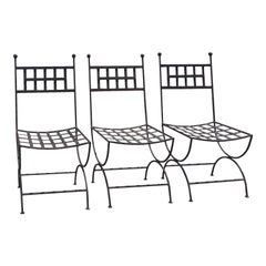 Set of 3 Mid Century Wrought Iron Patio Chairs with Finials