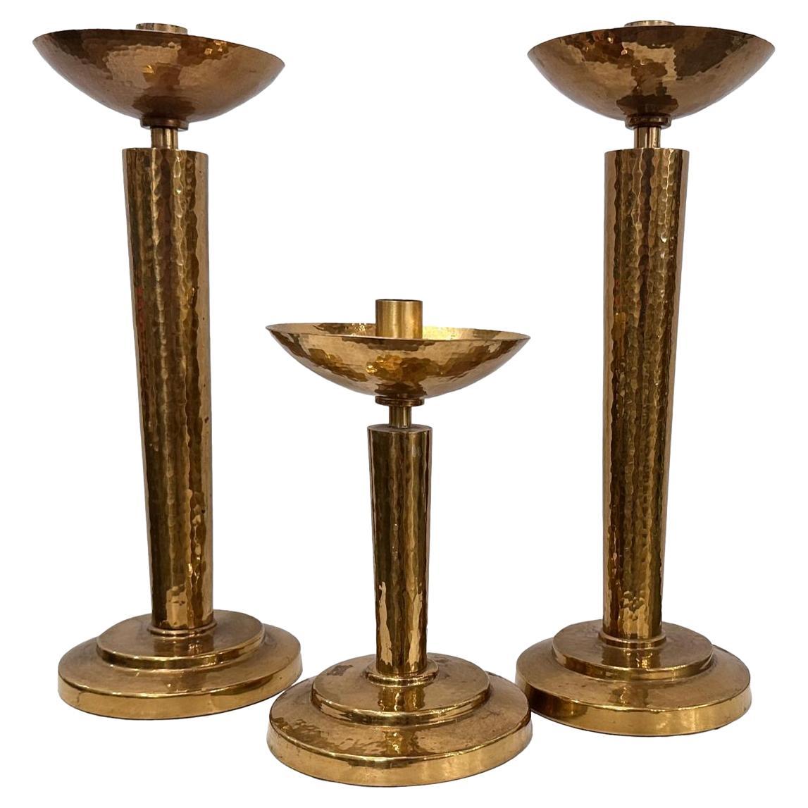 Set of 3 Midcentury Candlesticks