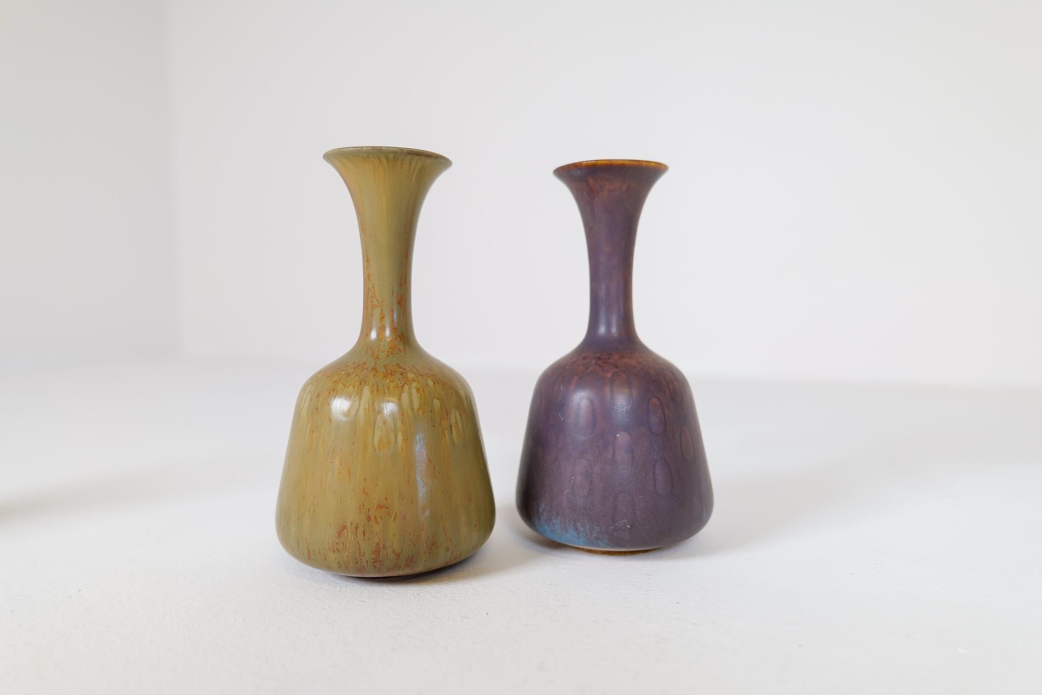 Swedish Midcentury Modern Set of 3 Ceramic Vases Rörstrand Gunnar Nylund, Sweden, 1950s For Sale