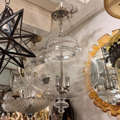 Set of 3 Midcentury Clear Glass Lantern. Sold Individually