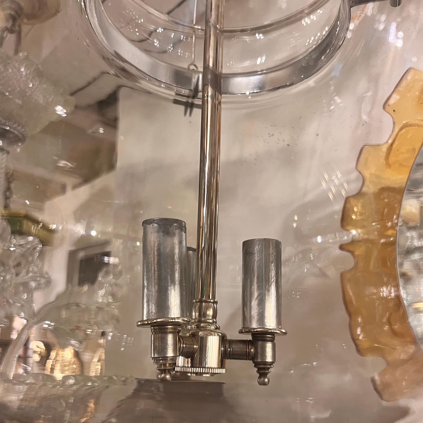 Blown Glass Set of 3 Midcentury Clear Glass Lantern. Sold Individually For Sale