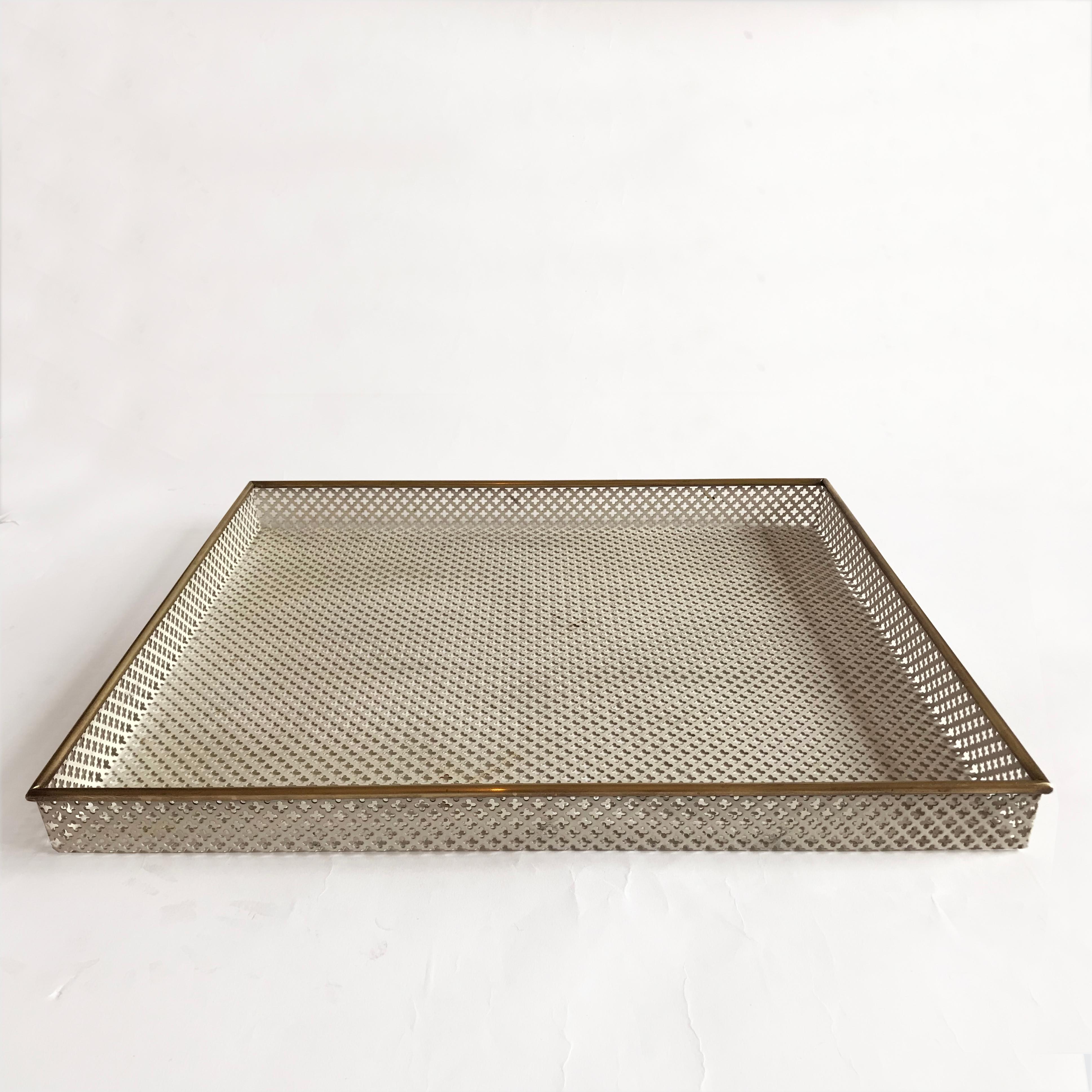 French Set of 3 Midcentury Mategot Trays with Brass Rims For Sale