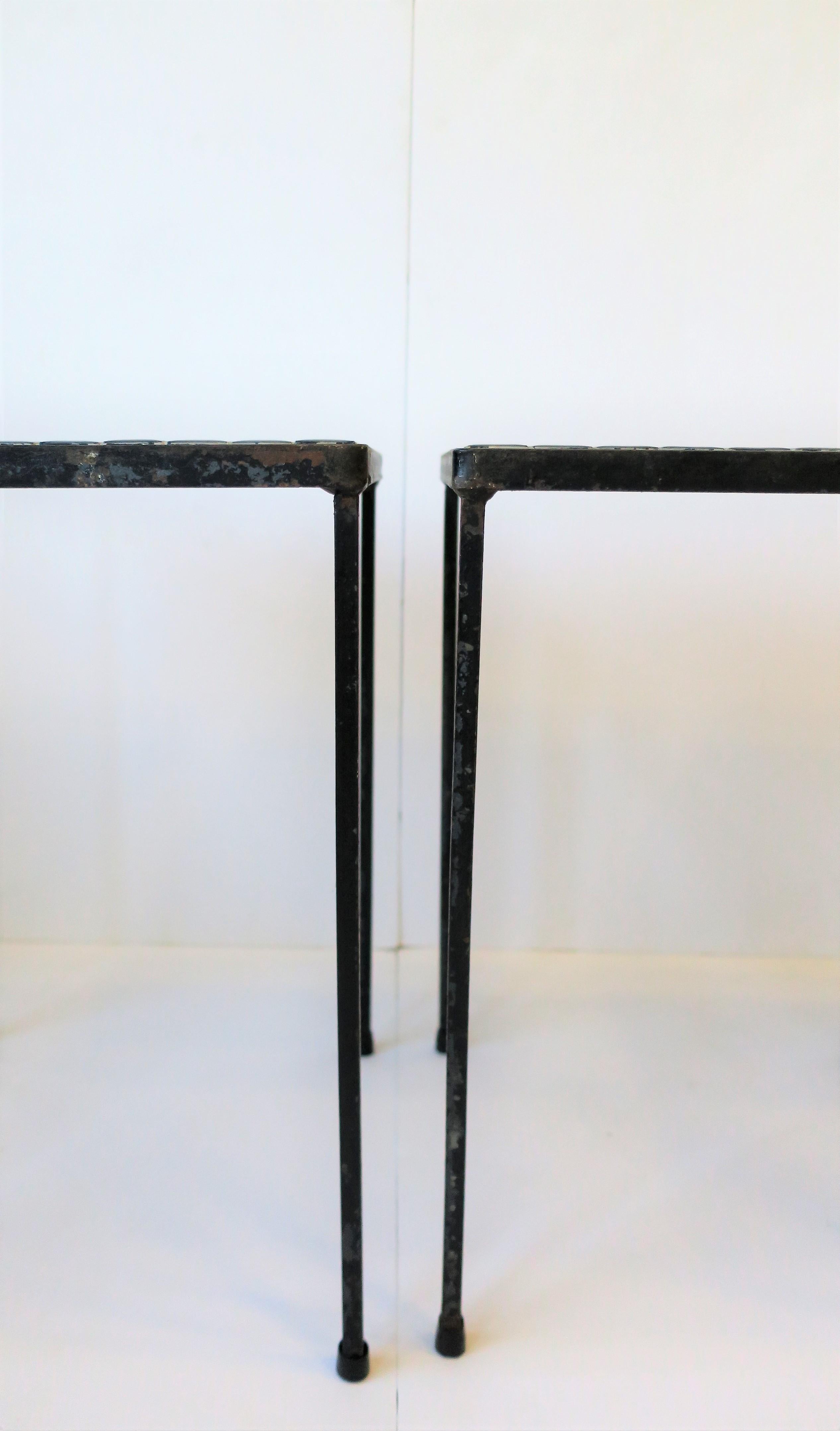 Midcentury Modern Black and White Mosaic Tile Stacking or Side Tables 3