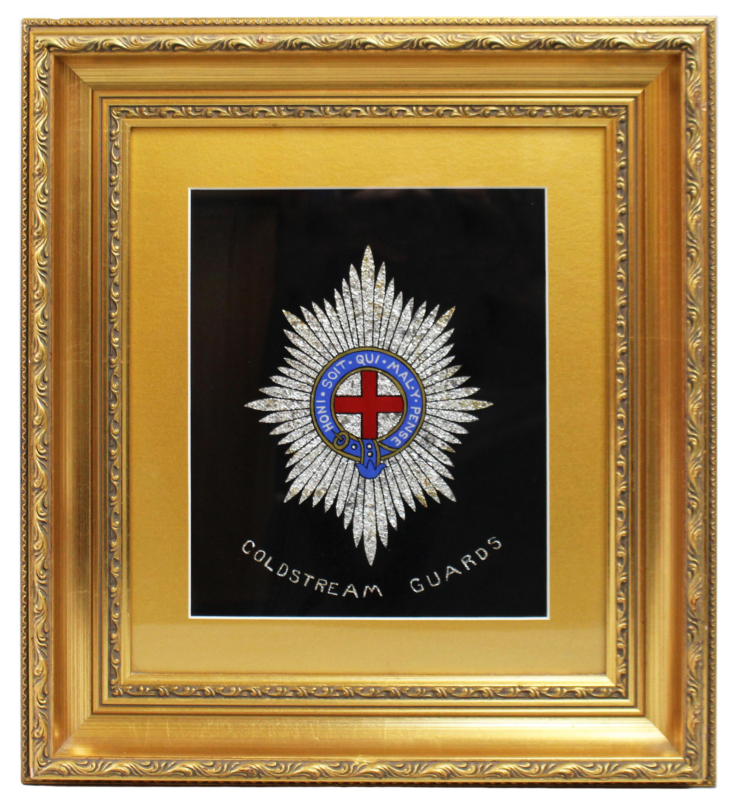 Set of 3 Military Regiment Foil Artworks Set in Gilt Frames im Angebot 5