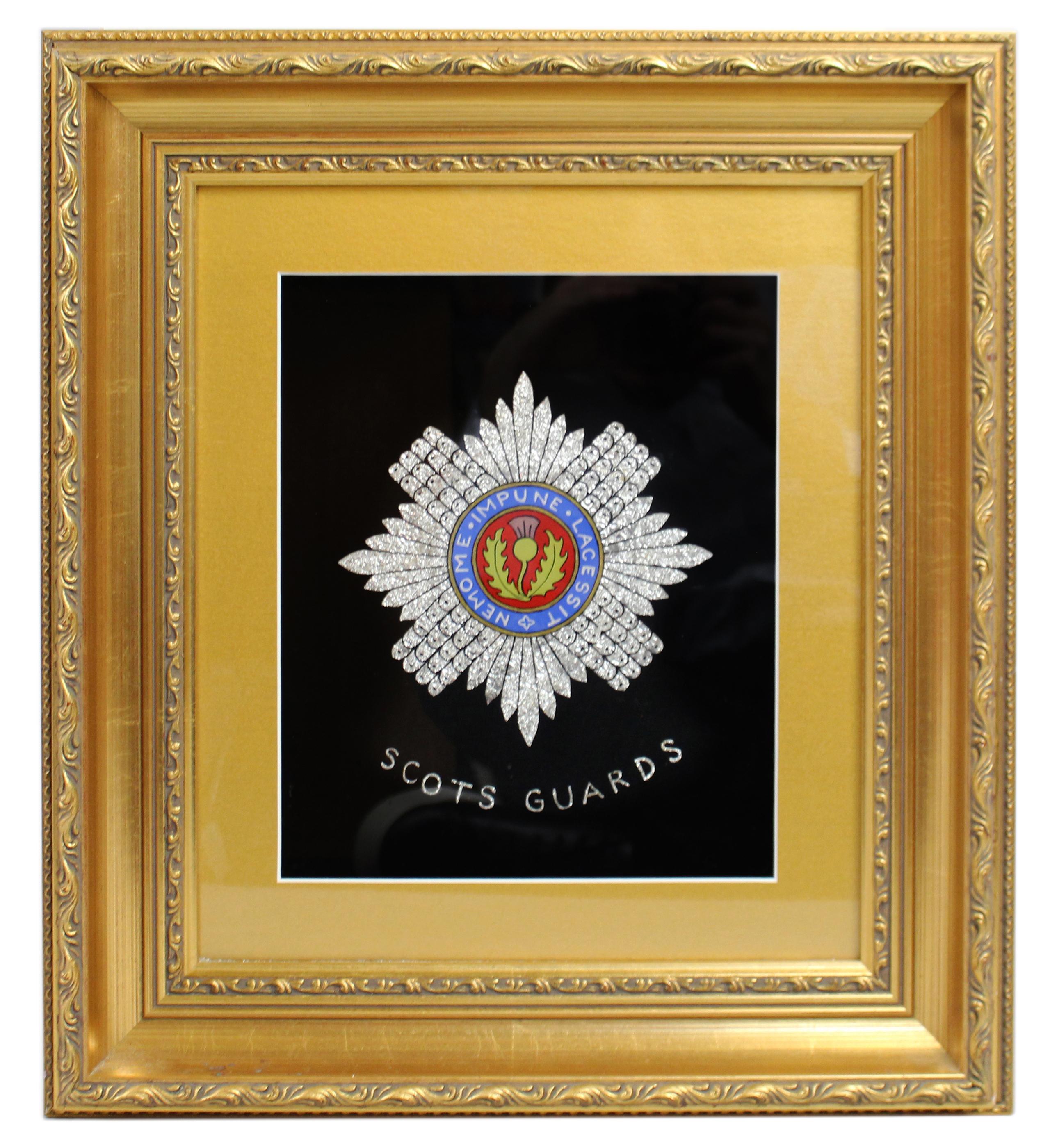Set of 3 Military Regiment Foil Artworks Set in Gilt Frames For Sale 2