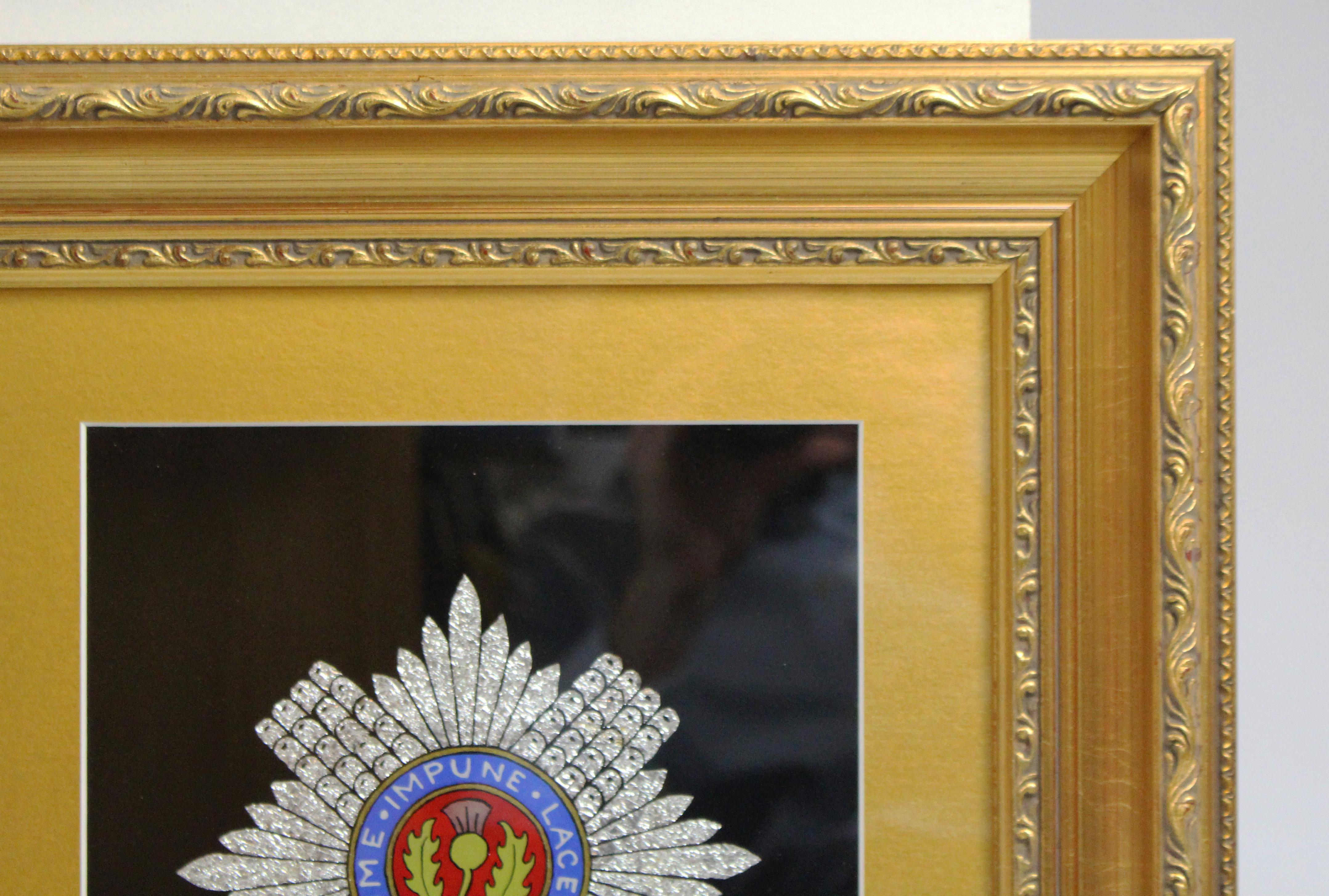 Set of 3 Military Regiment Foil Artworks Set in Gilt Frames For Sale 4