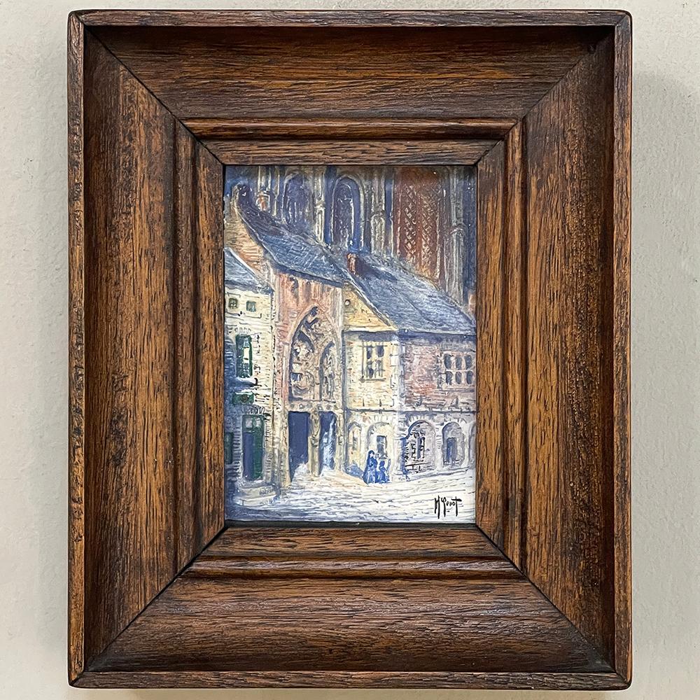 Expressionist Set of 3 Miniature Antique Bas-Relief Framed Paintings: Michel Genot (1914-1986) For Sale
