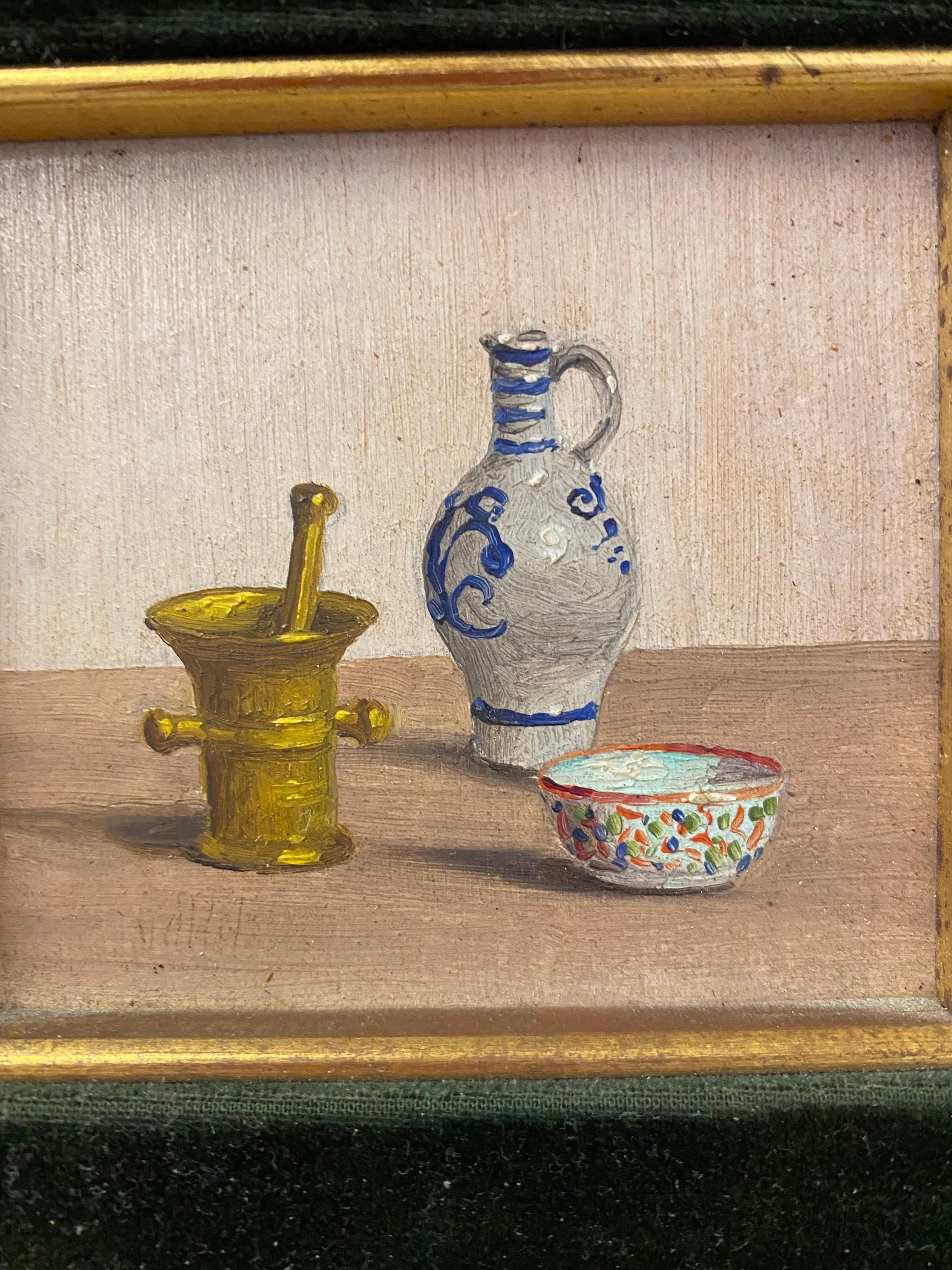 Set of 3 Miniature Still Life Paintings In Good Condition In Philadelphia, PA