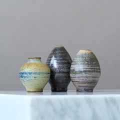 Juego de 3 jarrones de gres en miniatura de Arthur Andersson, Wallakra, Suecia, años 50