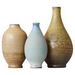 Ensemble de 3 vases miniatures en grès par Arthur Andersson, Wallakra, Suède, années 1950