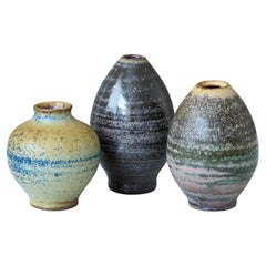 Ensemble de 3 vases miniatures en grès par Arthur Andersson, Wallakra, Suède, années 1950