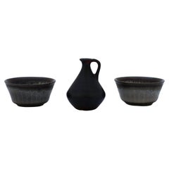 Set of 3 ceramic Miniature vases and bowls, Rörstrand Mid century Sweden Vintage