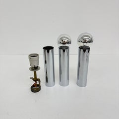Set of 3 minimalist chrome tube ceiling / wall lamps , 1970s