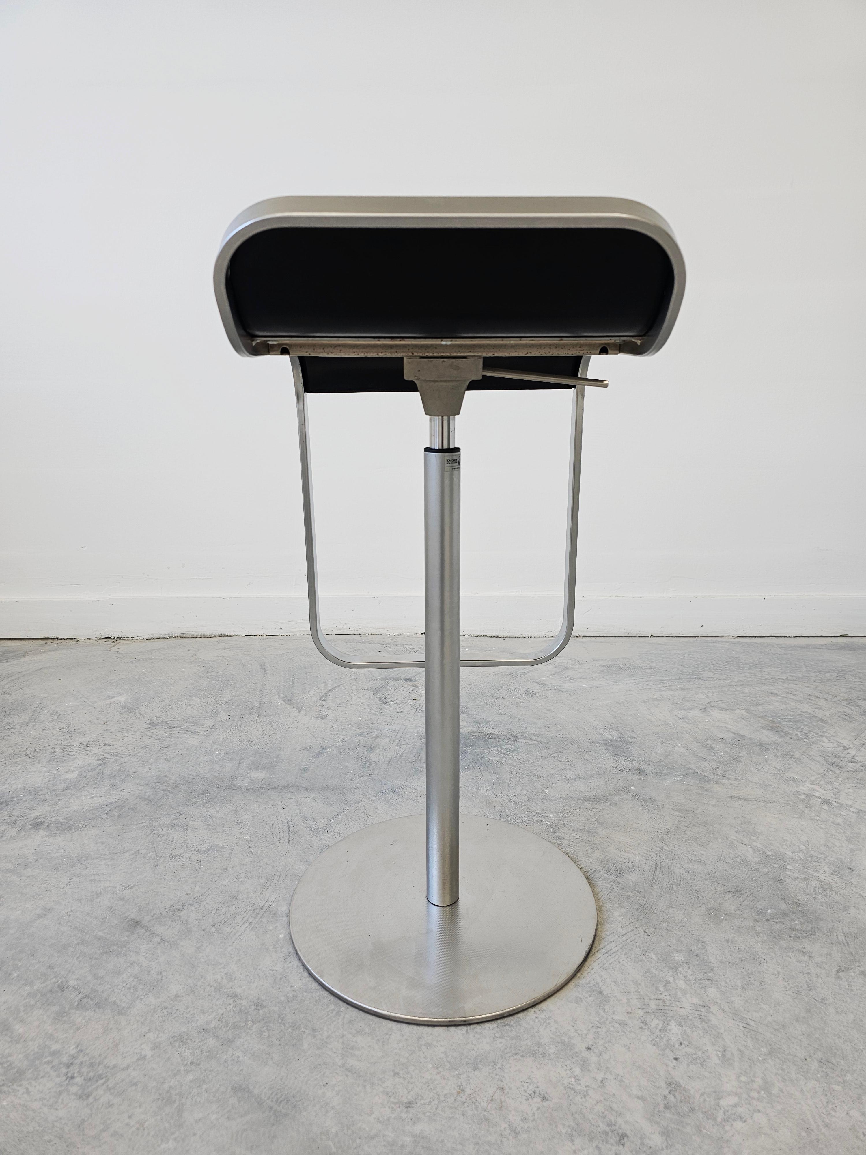 Set of 3 Minimalist LEM bar stools by LaPalma black leather, Italy 1999 For Sale 1