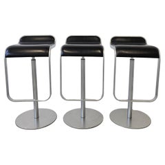 Lot de 3 tabourets de bar Minimalist LEM by LaPalma cuir noir, Italie 1999