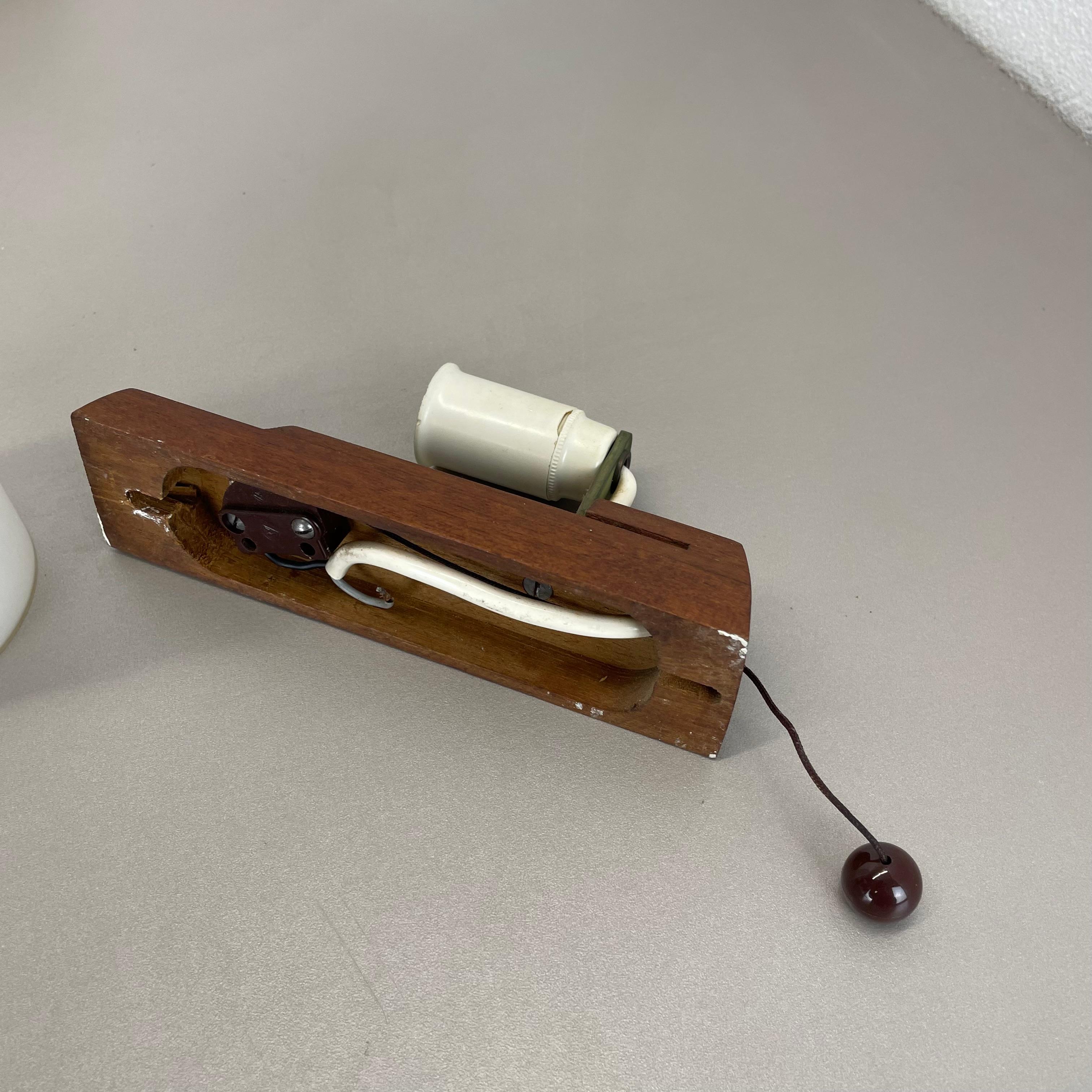 set of 3 minimalist satin white glass and teak Wall Light, Denmark, 1960s For Sale 10