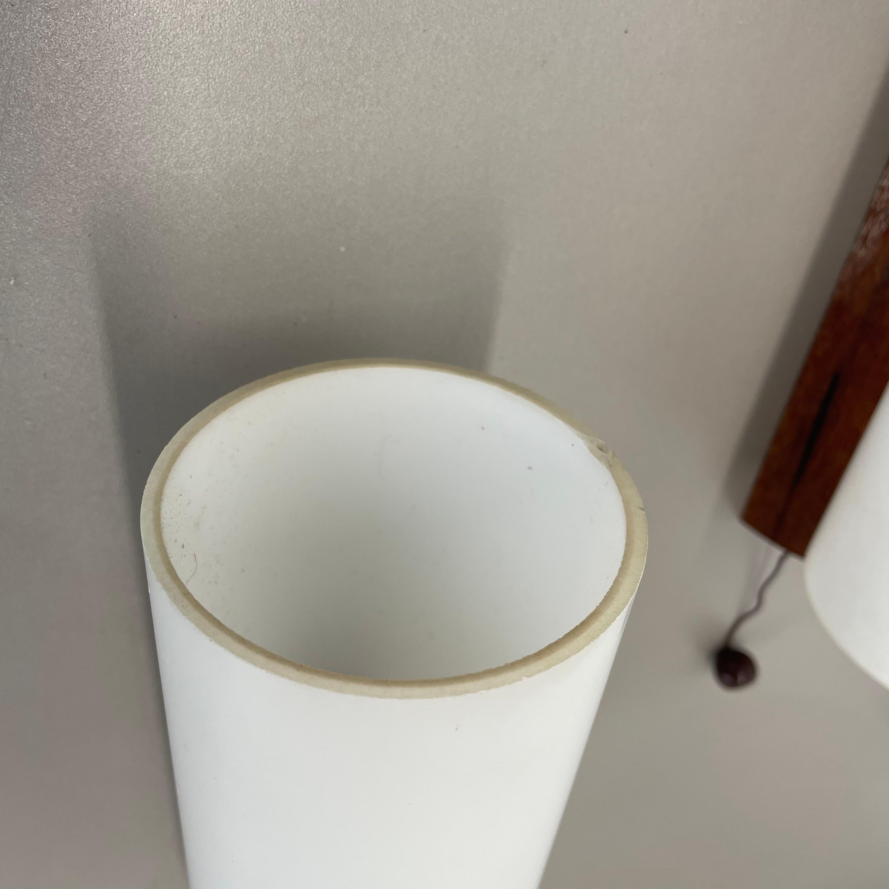 set of 3 minimalist satin white glass and teak Wall Light, Denmark, 1960s For Sale 1