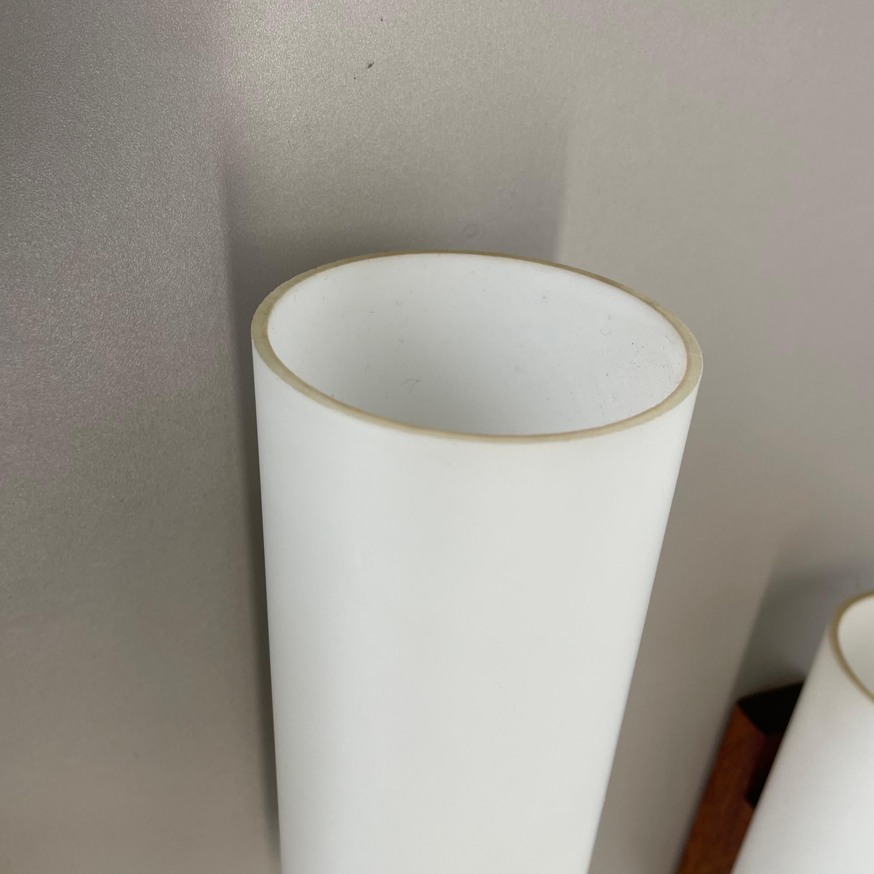 set of 3 minimalist satin white glass and teak Wall Light, Denmark, 1960s For Sale 2