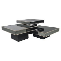 Set of 3  mirrored cocktail tables by Willy Rizzo for Cidue, 1970s