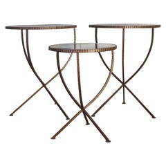 Set of 3 Mirrored Side Tables in the Style of Jansen
