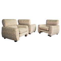 Set of 3 Missoni-Style Armchairs, 1970s