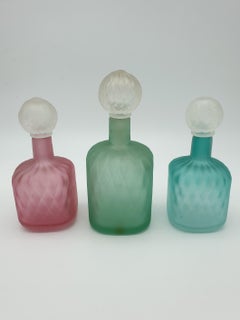 Set of 3 Modern Murano Glass Jars, Balloton and Scavo Finish by Cenedese, 1980s