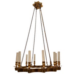Set of 3 Moderne Star Shaped Gilt Chandeliers, Sold Individually