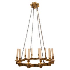 Set of 3 Moderne Star Shaped Gilt Chandeliers, Sold Individually