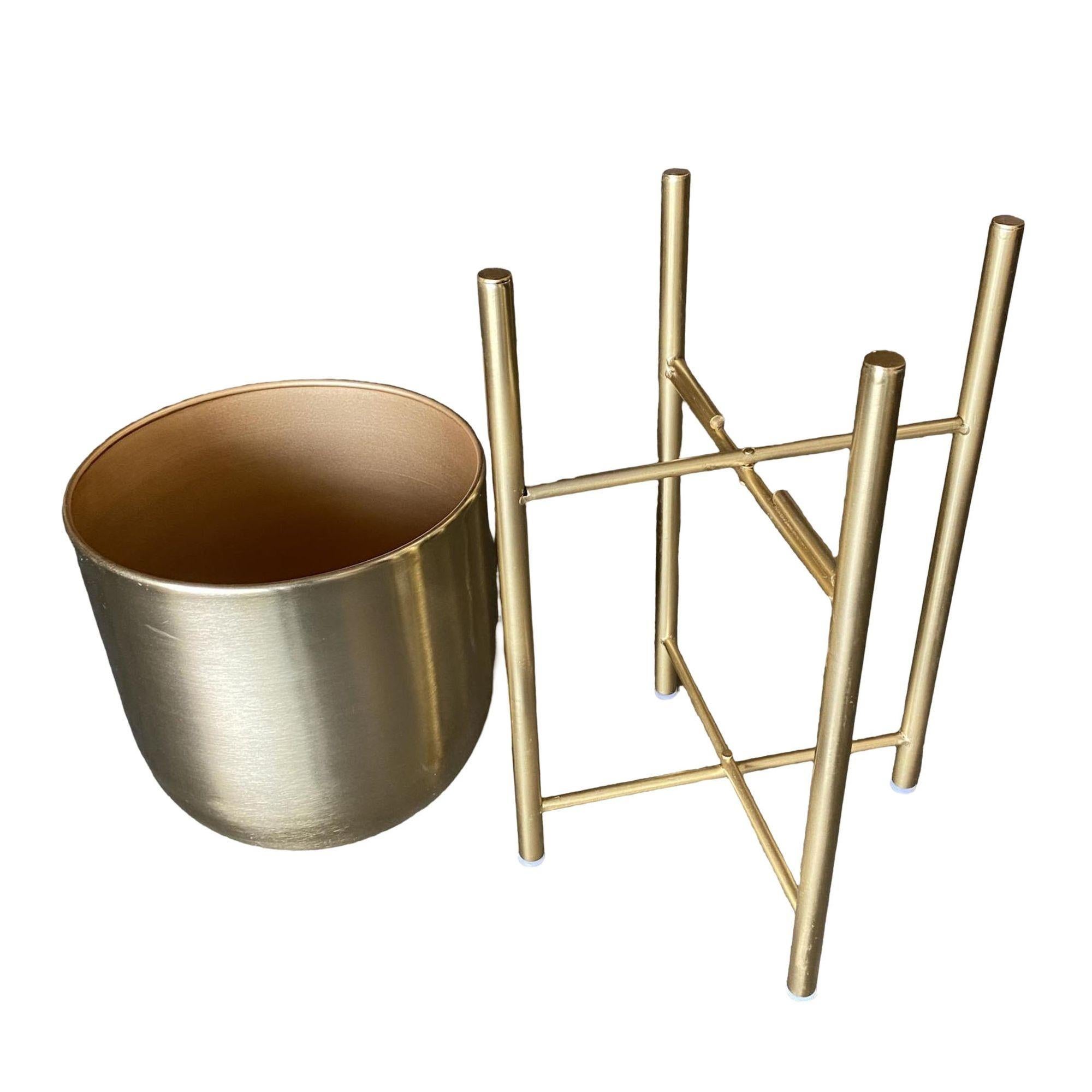 Set di 3 fioriere moderniste in ottone filato con supporto - Set di 3 in vendita 6