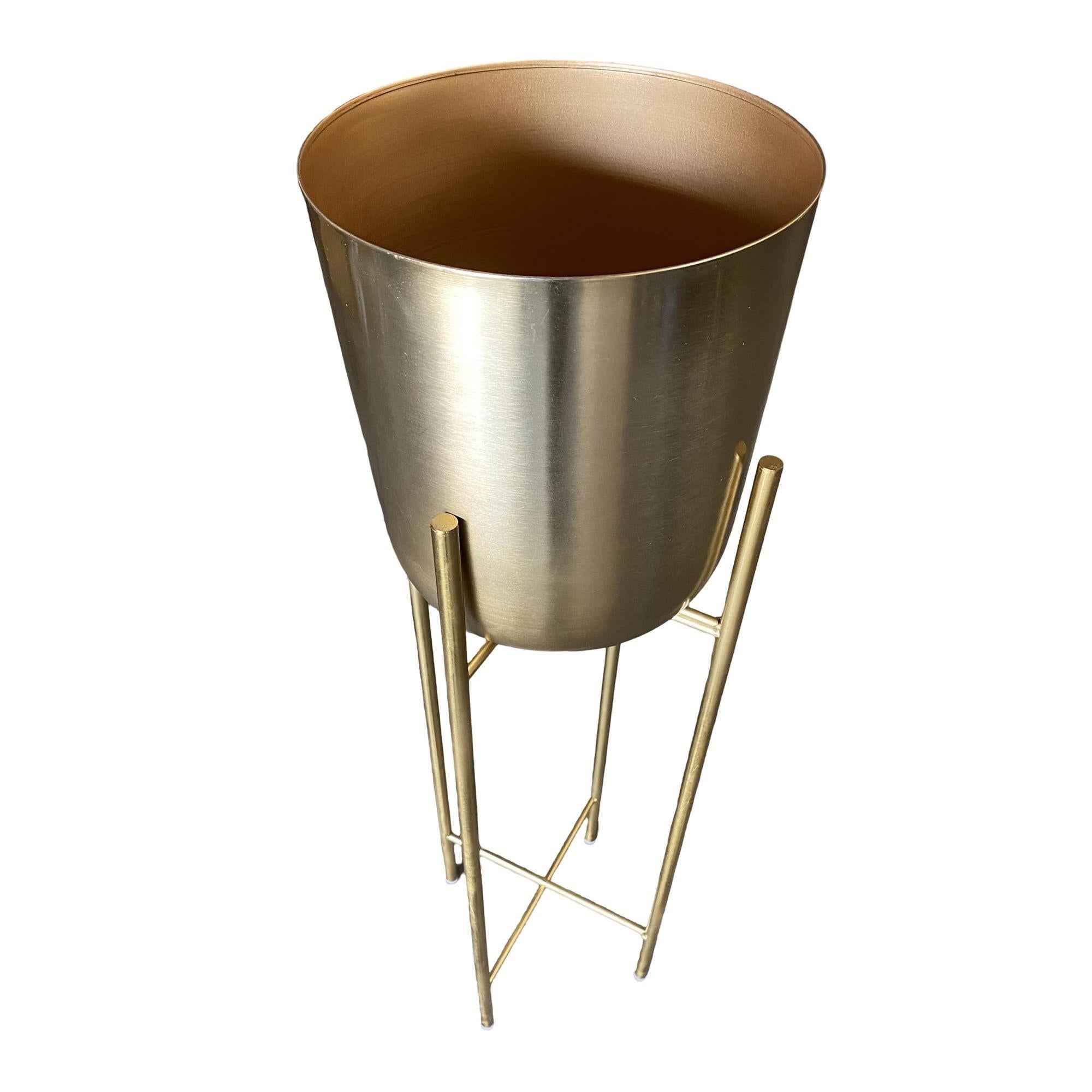 Set di 3 fioriere moderniste in ottone filato con supporto - Set di 3 in vendita 2