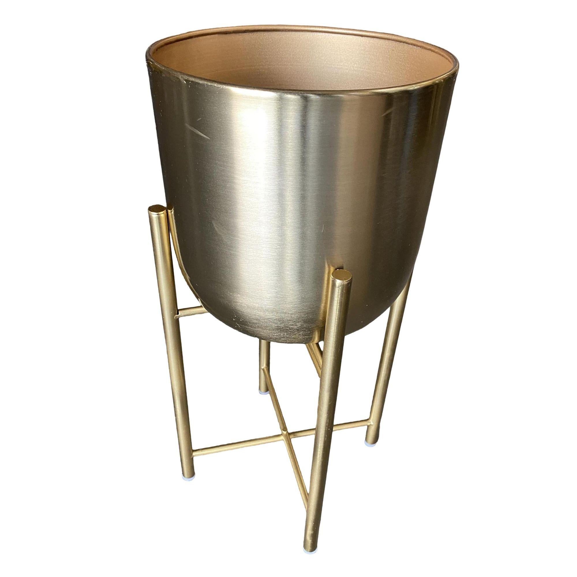 Set di 3 fioriere moderniste in ottone filato con supporto - Set di 3 in vendita 4