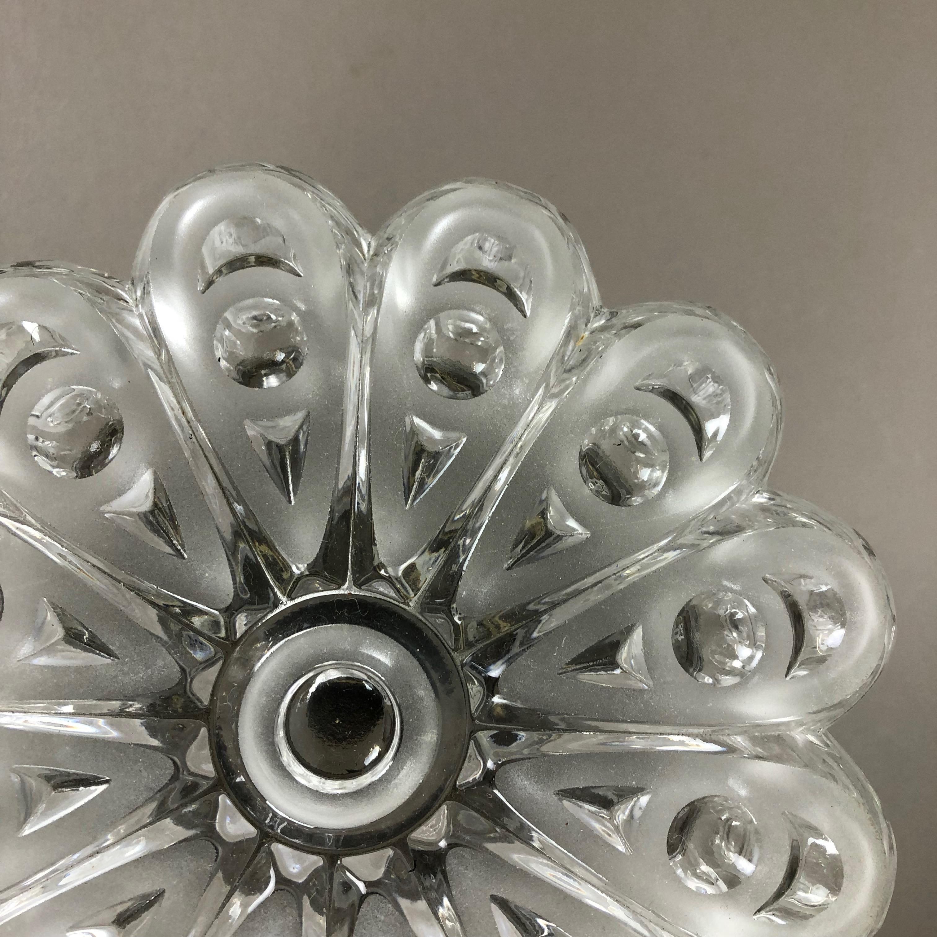 Metal Set of 3 Modernist Floral Glass Wall Light Made by Hillebrand, Germany, 1970s