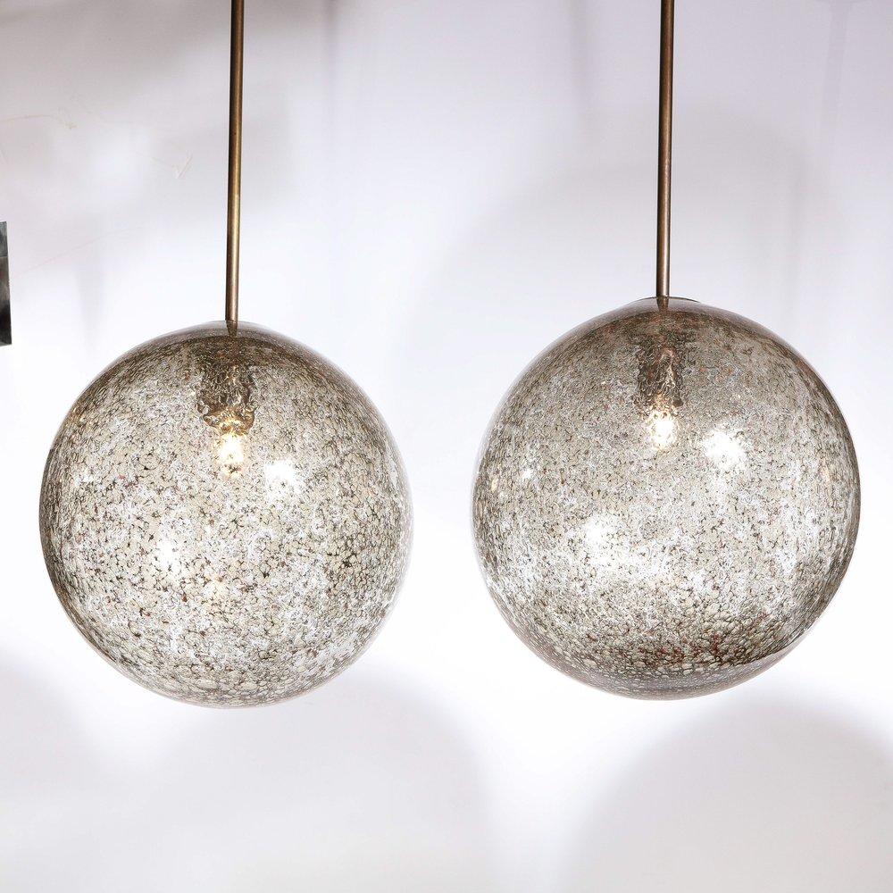 Moderno Set di 3 ciondoli modernisti di Murano soffiati a mano con finiture in bronzo oliato in vendita