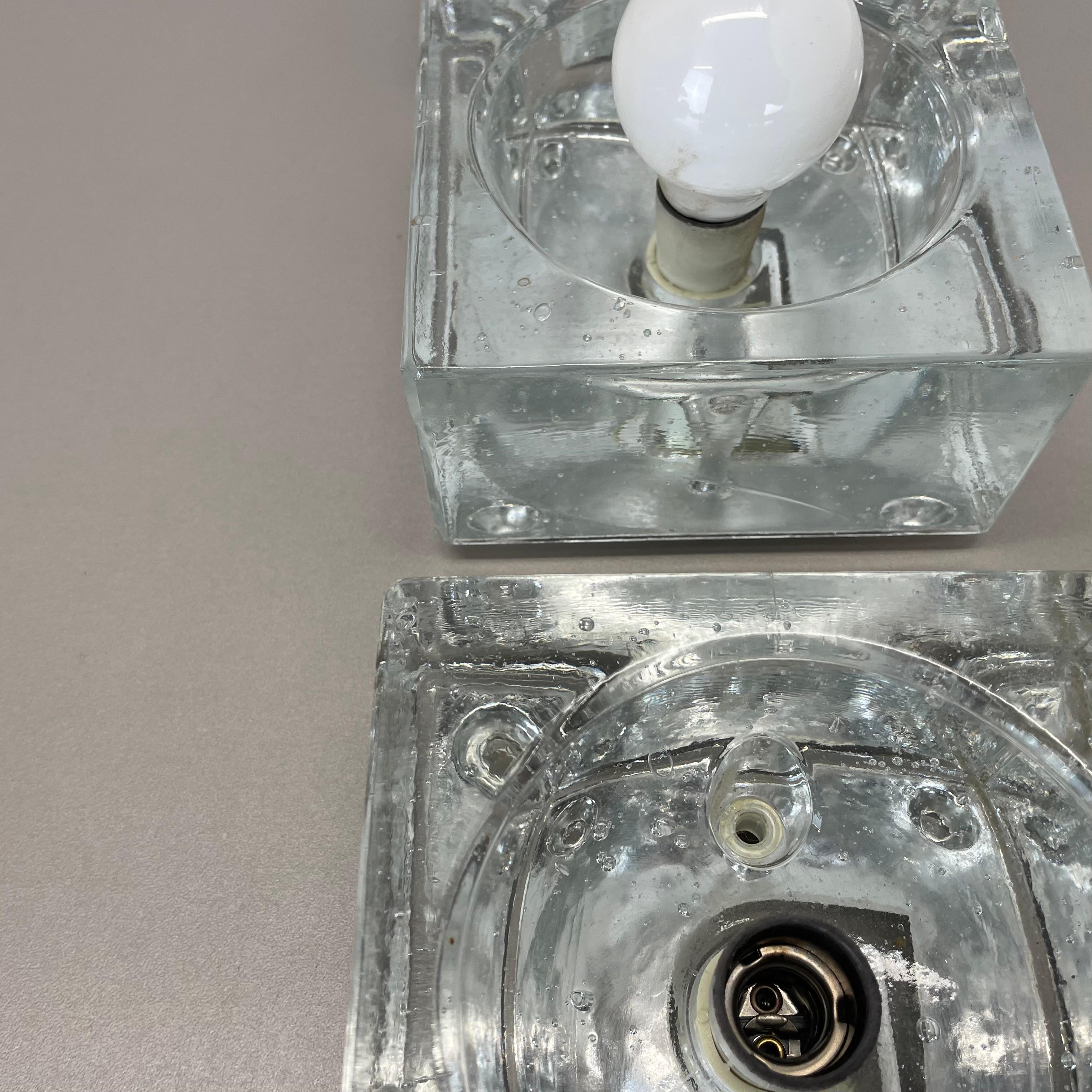 Set of 3 Modernist Ice Cube Glass Wall Lights, Germany, 1970s 6