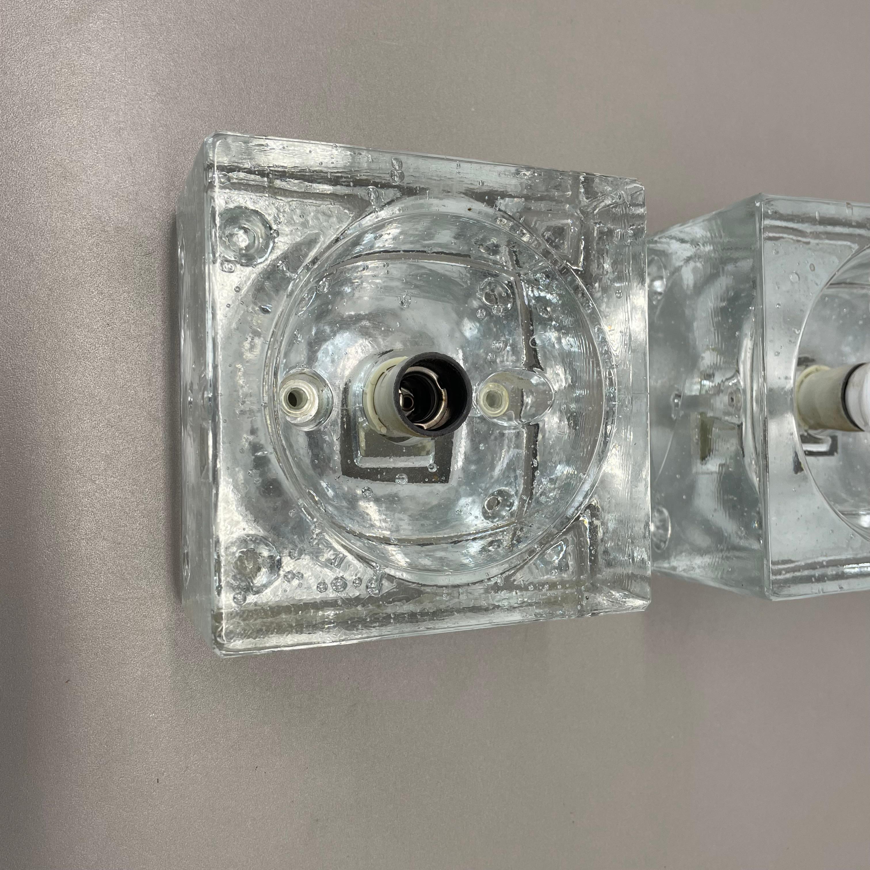 Set of 3 Modernist Ice Cube Glass Wall Lights, Germany, 1970s 1