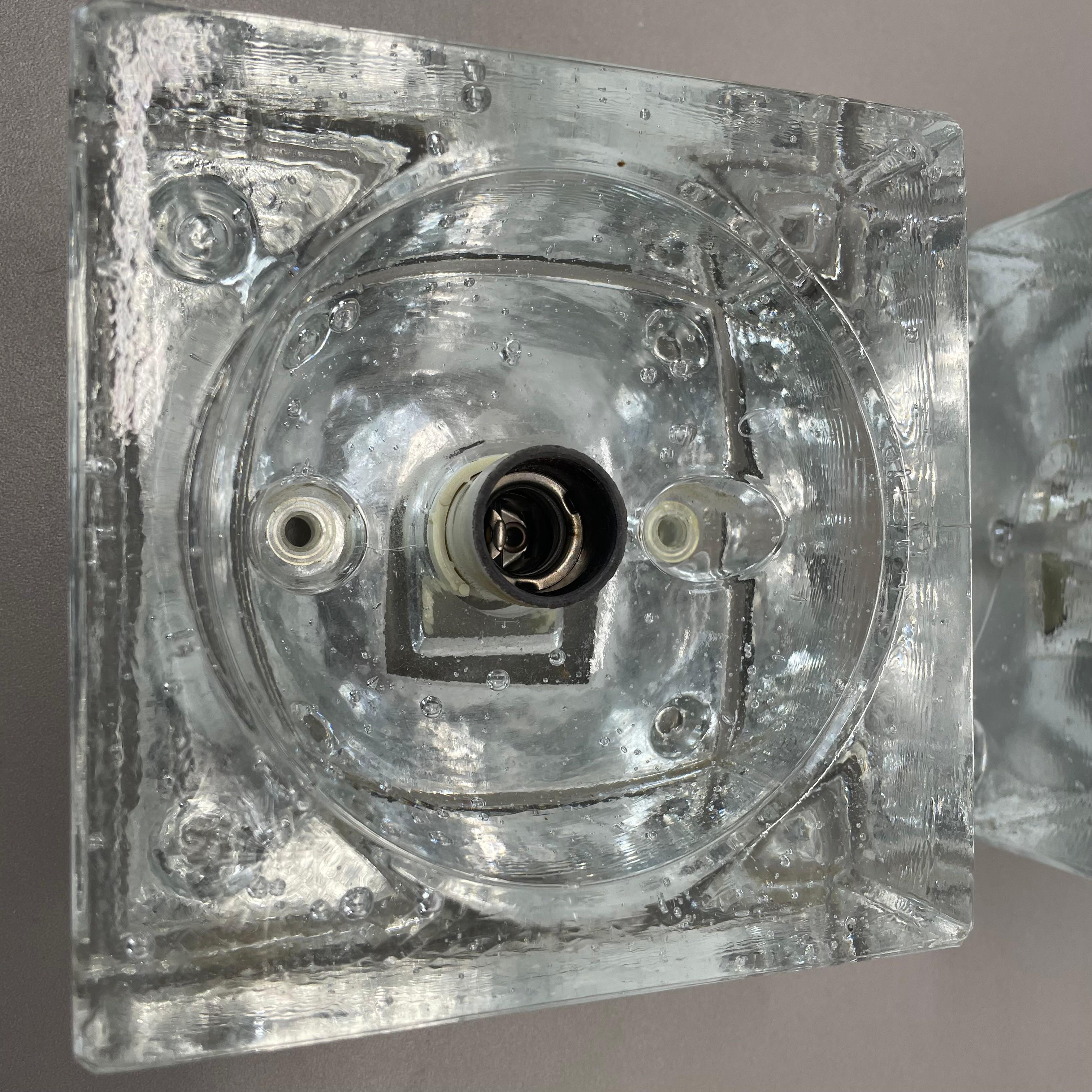 Set of 3 Modernist Ice Cube Glass Wall Lights, Germany, 1970s 2