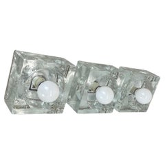 Set of 3 Modernist Ice Cube Glass Wall Lights, Germany, 1970s