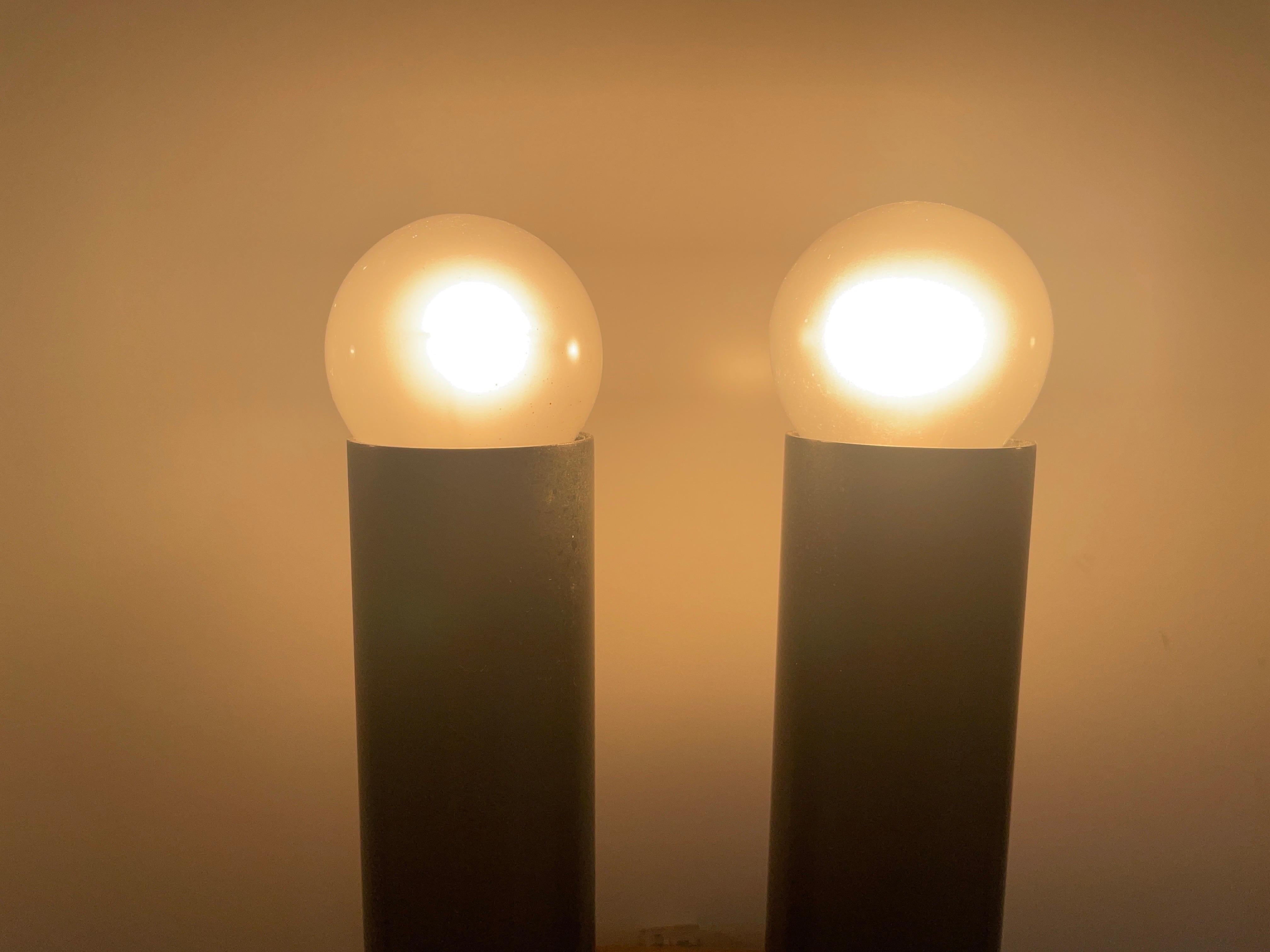Set of 3 Modernist Tube Design Wall Sconces, 1960s, Italy For Sale 7