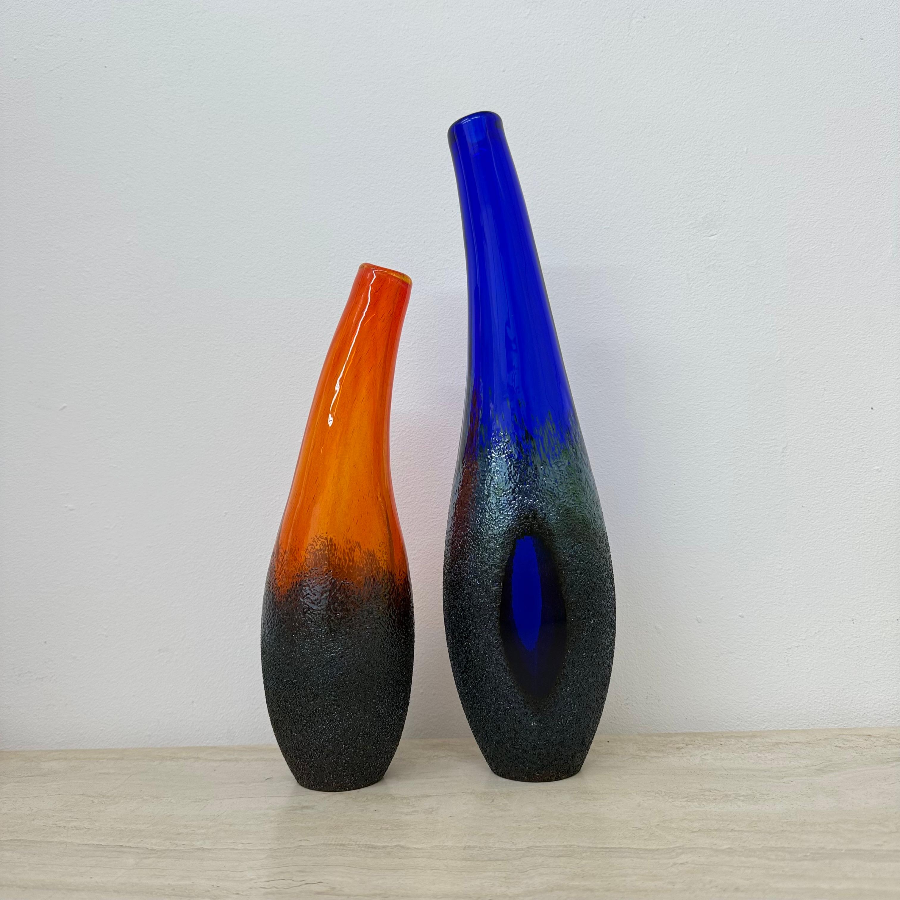 Glass Set of 3 Monica Backstrom for Kosta boda Sweden Moonlanding vases For Sale