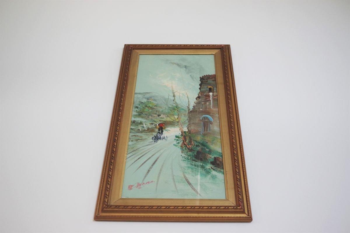 Italian Ensemble de 3 peintures à l'huile Moretti sur toile - années 1970 en vente