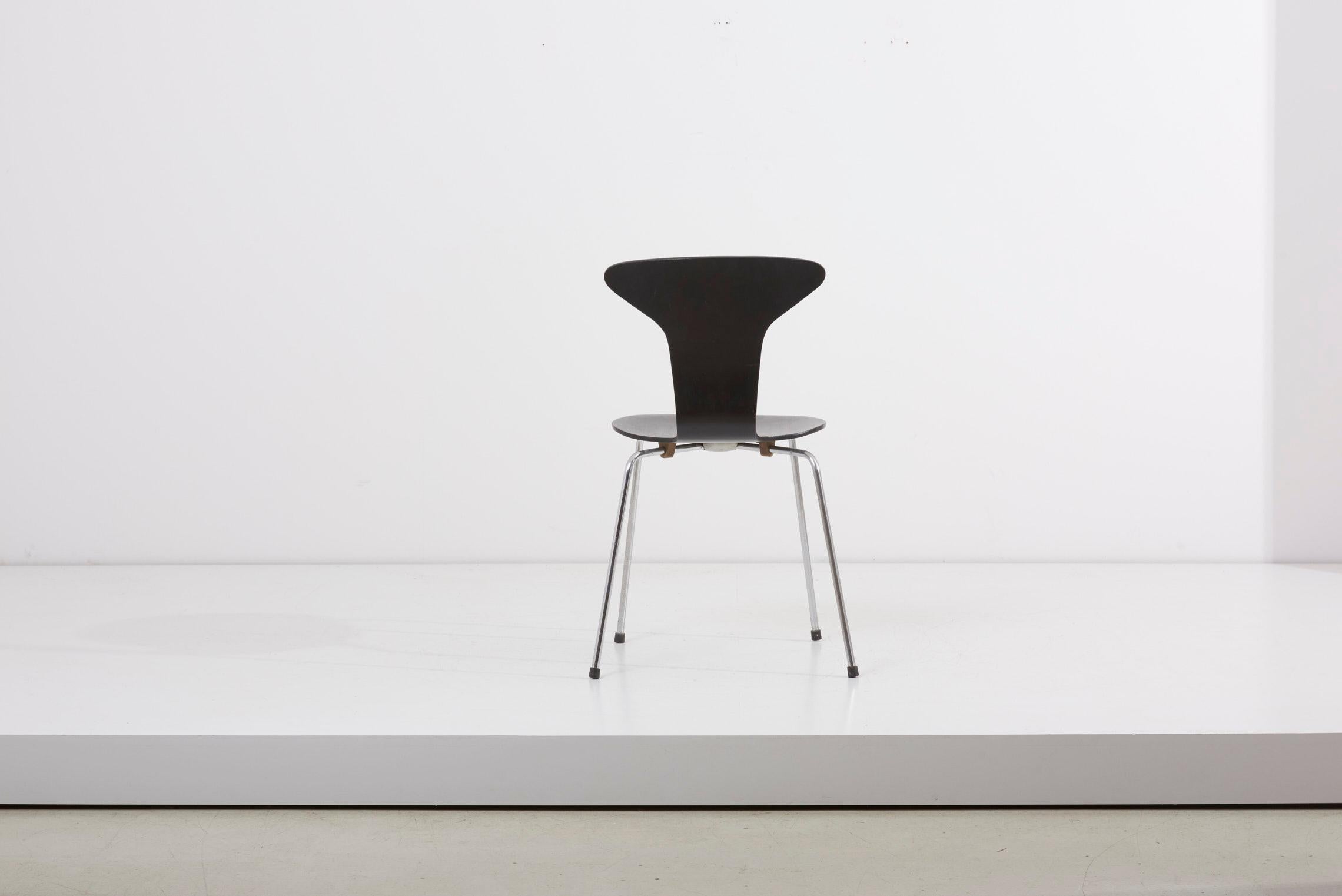 Chrome Ensemble de 3 chaises à manger Mosquito Munkegård d'Arne Jacobsen:: Danemark:: années 1950 en vente